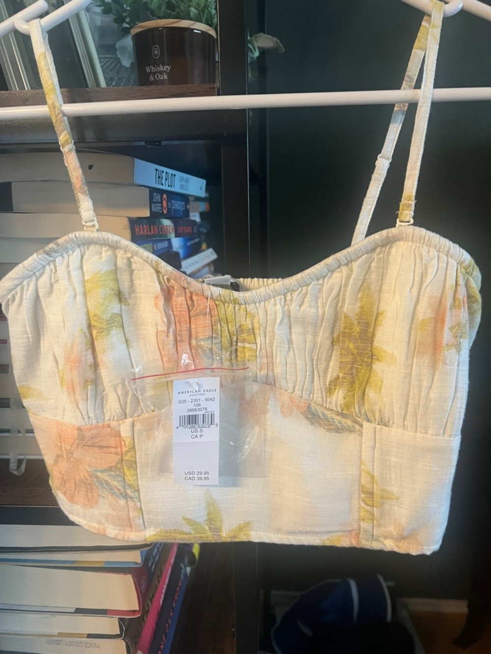 American Eagle Floral Cropped Bustier Tank Top - Yellow & Peach Floral. NWT SM